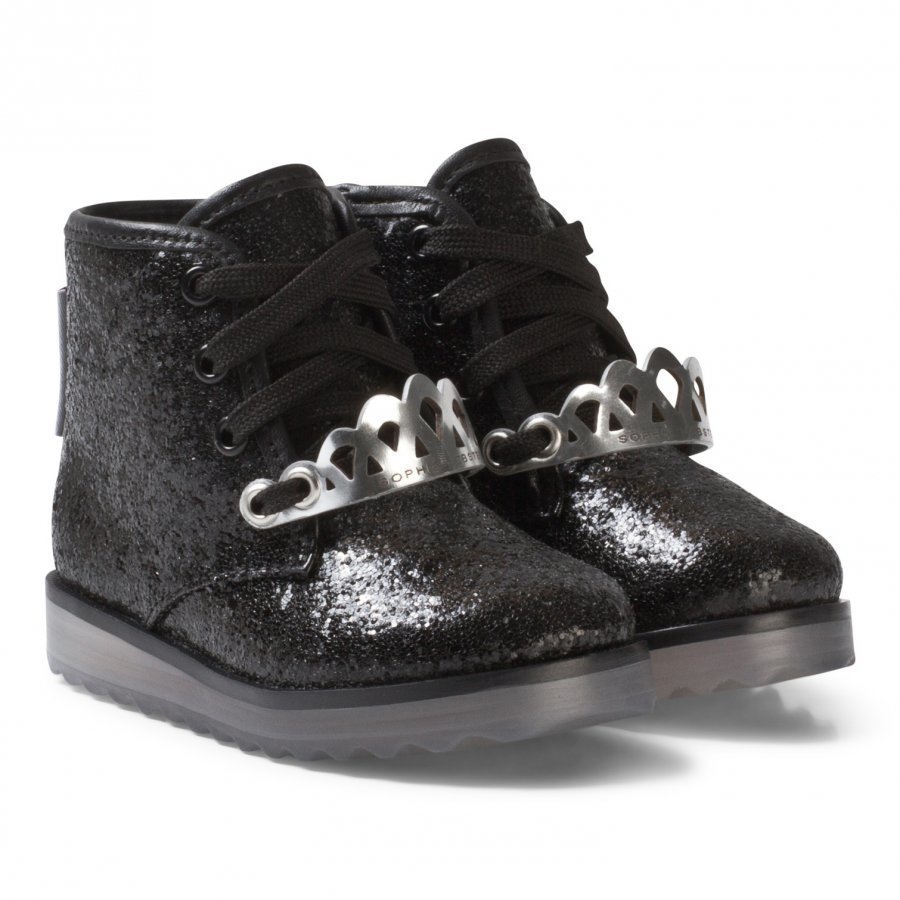 Sophia Webster Mini Royalty Ankle Boots Black Glitter Nilkkurit