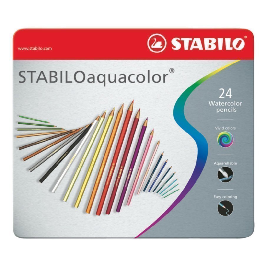 Stabilo Akvarellikynä Aquacolor 24 Kpl Metallirasia