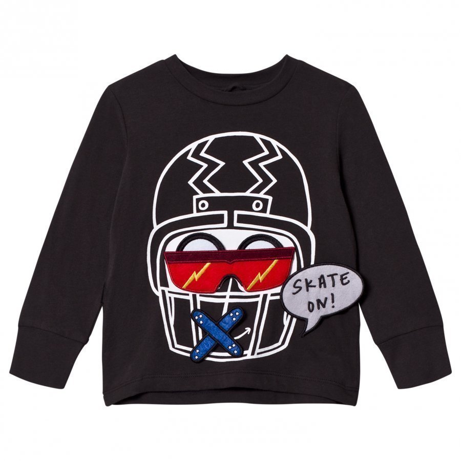 Stella Mccartney Kids Black Funny Face Helmet Tee T-Paita