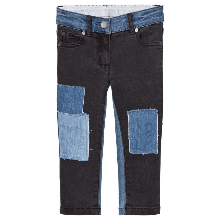 Stella Mccartney Kids Black Nina Denim Jeans With Patches Farkut