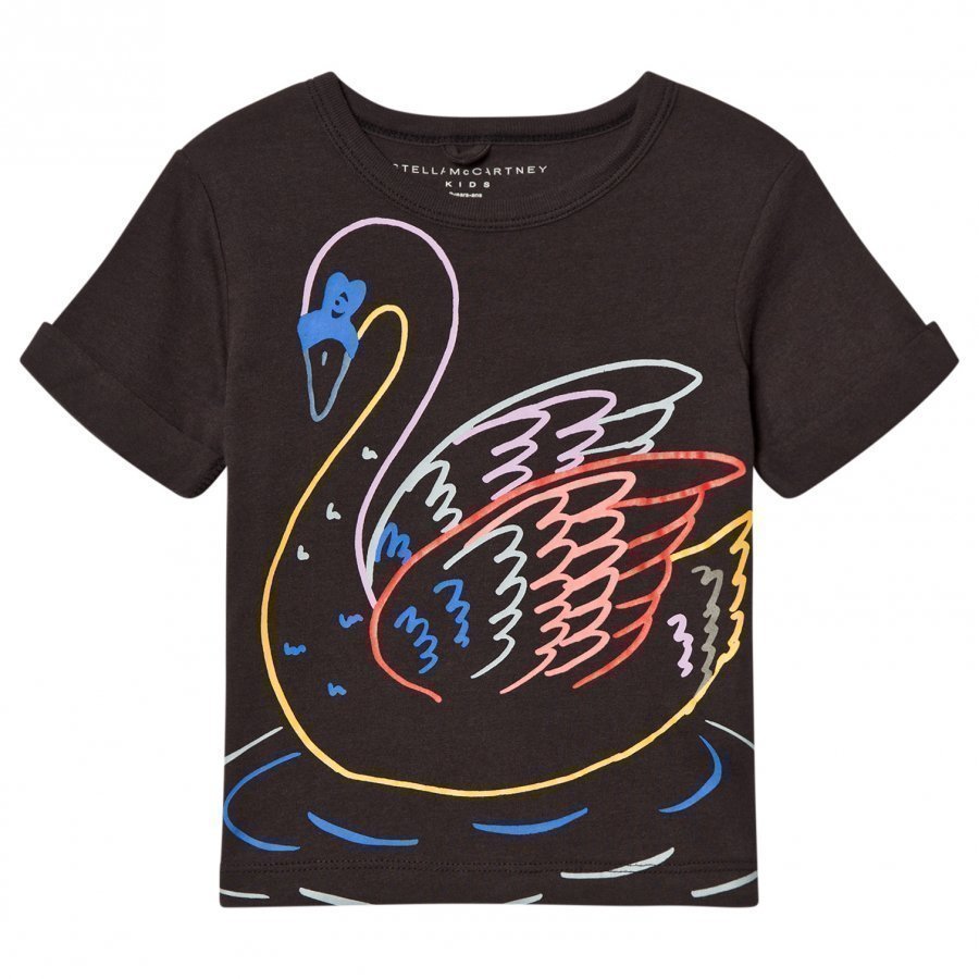 Stella Mccartney Kids Black Swan Print Lolly Tee T-Paita