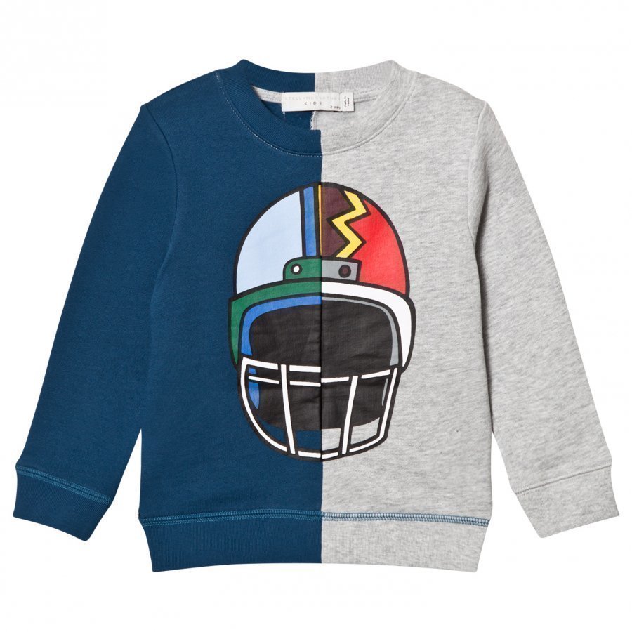 Stella Mccartney Kids Blue And Grey Helmet Print Sweatshirt Oloasun Paita