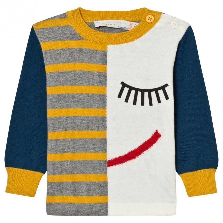 Stella Mccartney Kids Blue Lucky K Jumper Intarsia Face Paita