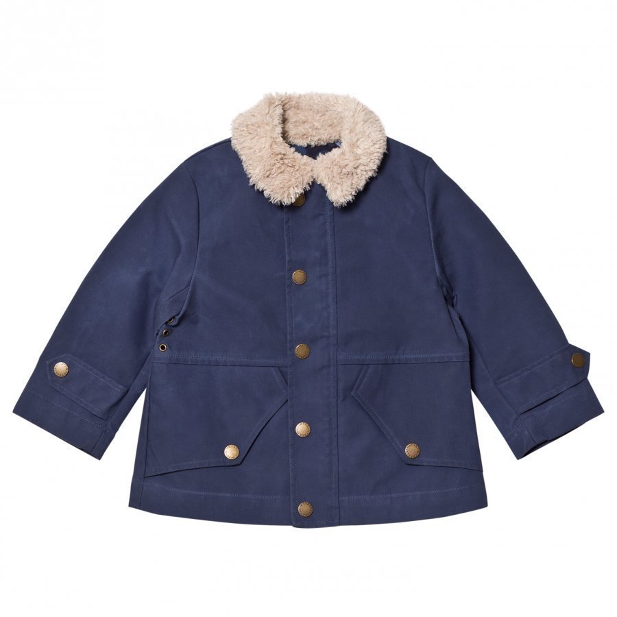 Stella Mccartney Kids Blue Luke Jacket Teddy Collar Talvitakki