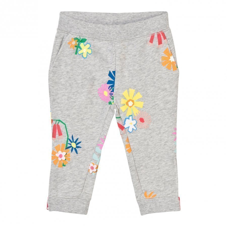 Stella Mccartney Kids Grey Melange Floral Print Sweatpants Housut