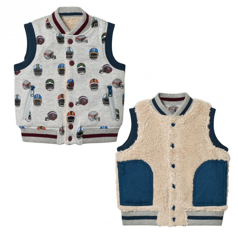 Stella Mccartney Kids Grey Reversible Helmet Print Vest Toppaliivi