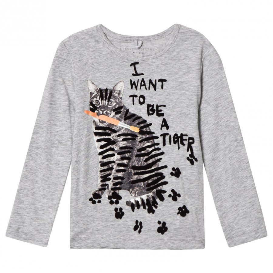 Stella Mccartney Kids Grey Tiger Print Bella Tee T-Paita