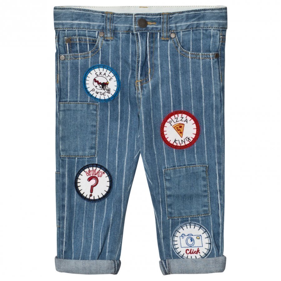 Stella Mccartney Kids Lohan Unisex Blue Jeans With Badges Farkut