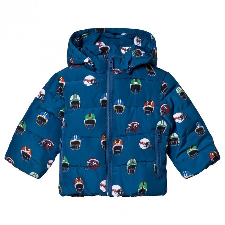 Stella Mccartney Kids Navy Helmet Print Hubert Puffer Coat Toppatakki