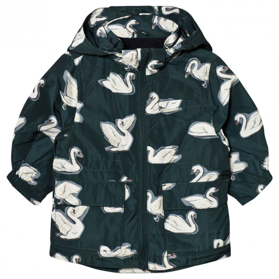 Stella Mccartney Kids Navy Swan Print Beck Parka Toppatakki