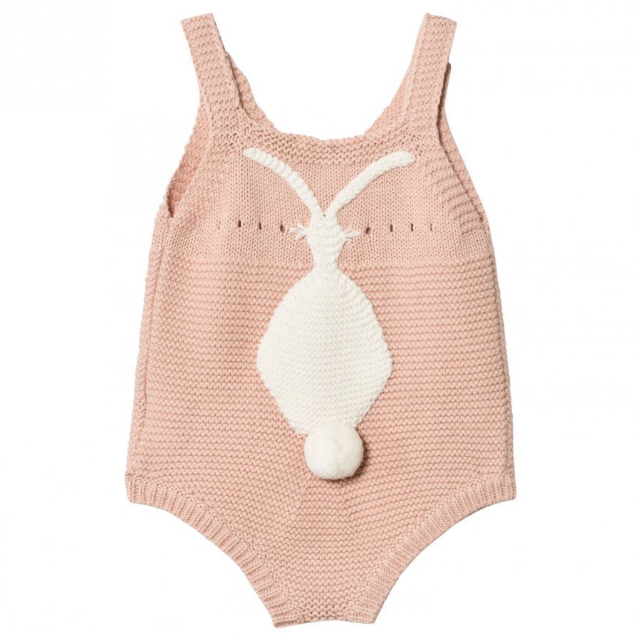 Stella Mccartney Kids Pink Bunny Knit Romper Puku