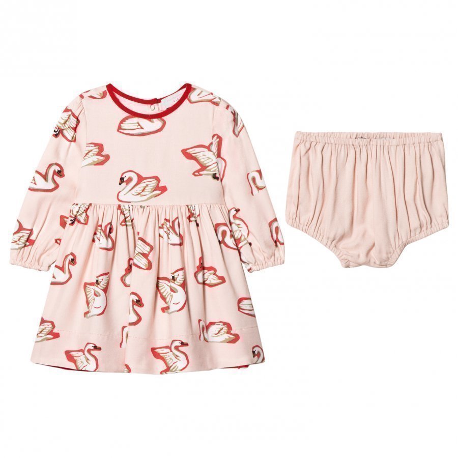 Stella Mccartney Kids Pink Fleur Swan Body Dress Mekko