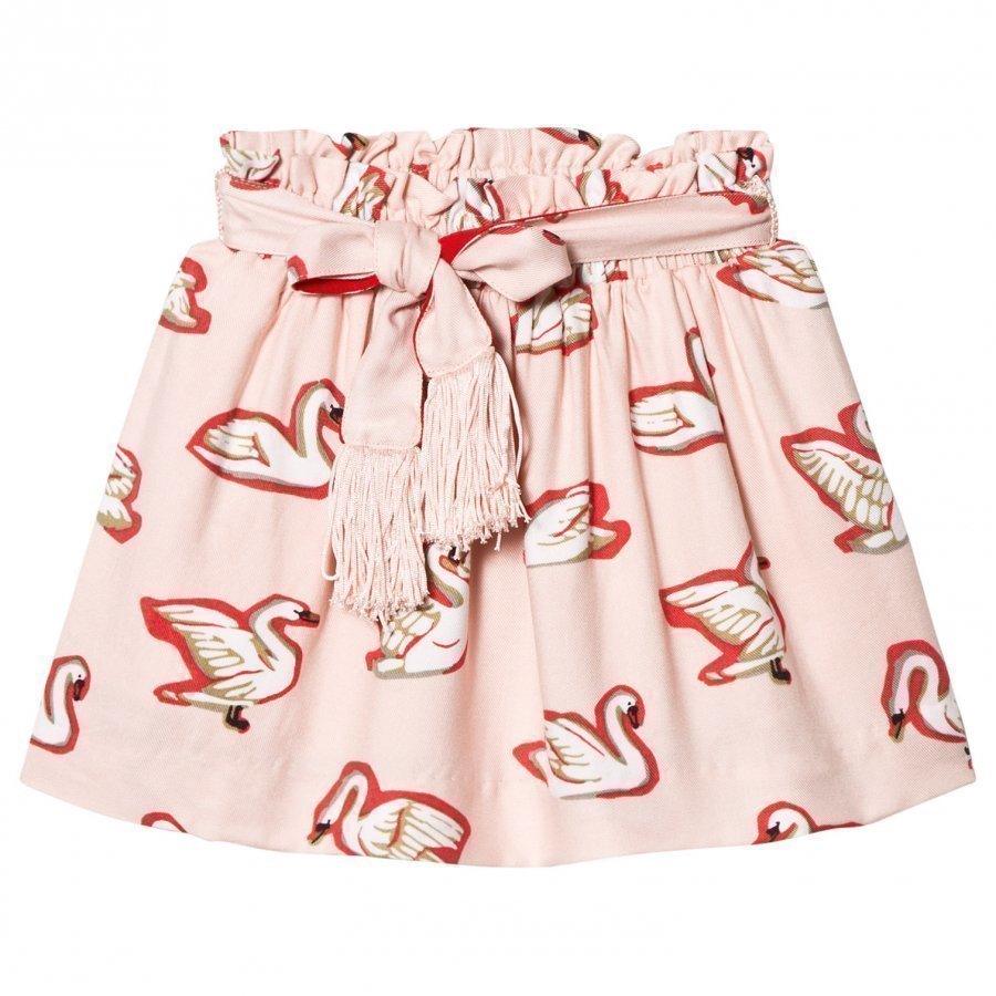 Stella Mccartney Kids Pink Myrtle Swans Skirt Lyhyt Hame