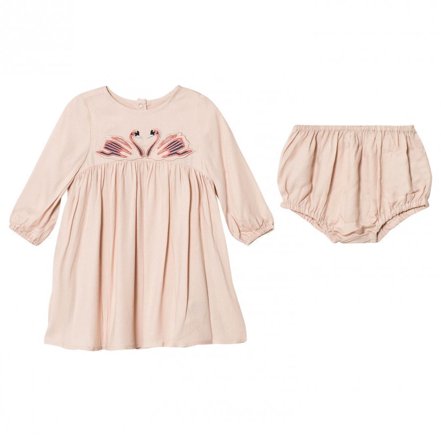 Stella Mccartney Kids Pink Swan Print Leonilla Dress Juhlamekko