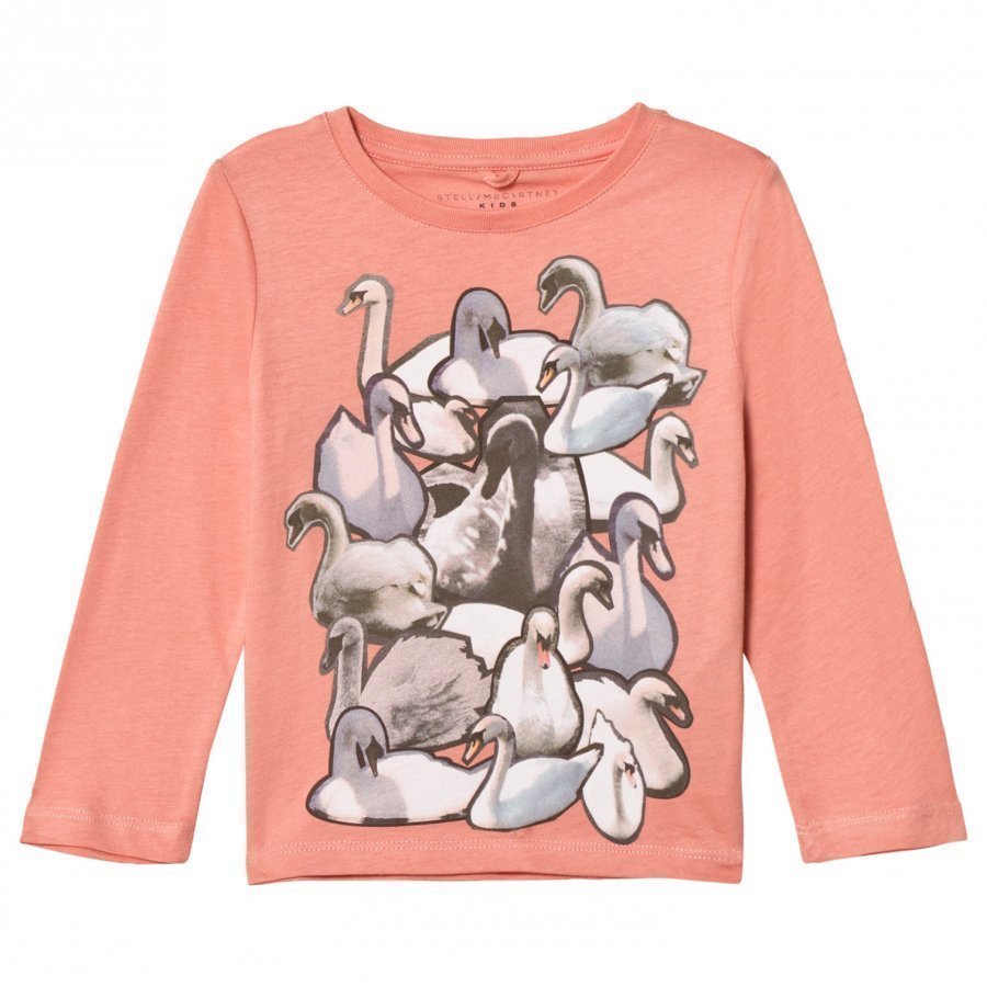 Stella Mccartney Kids Pink Swans Print Bella Tee T-Paita