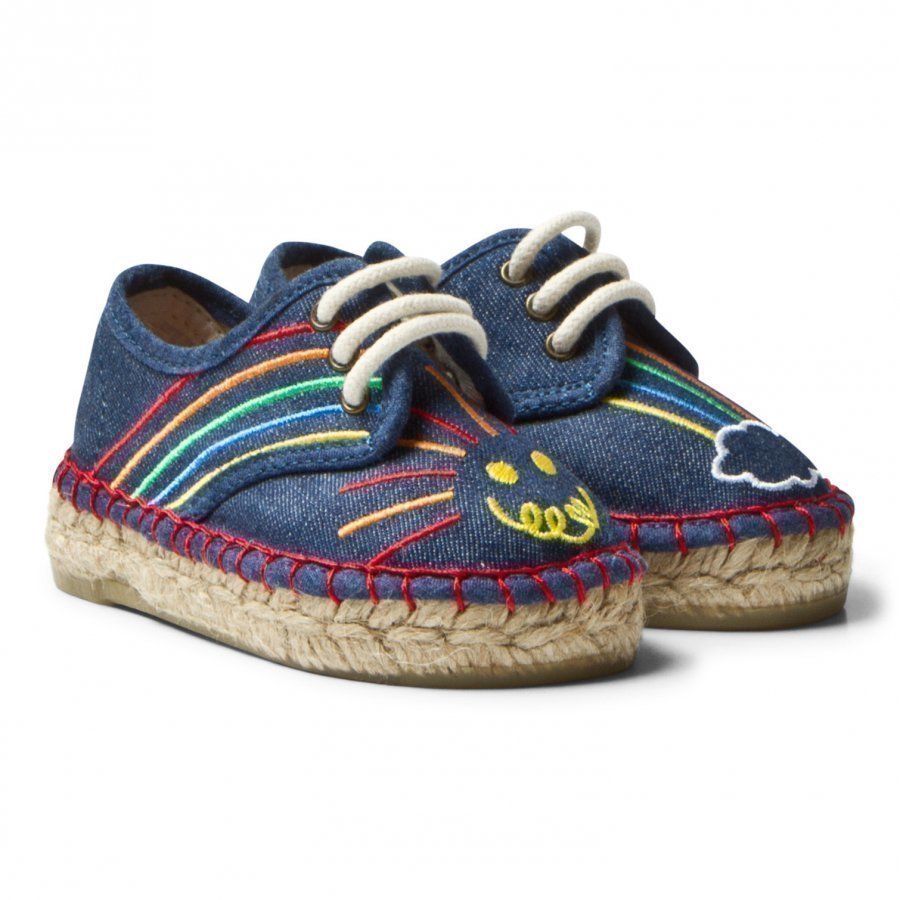 Stella Mccartney Kids Rae Denim Espadrilles Embroidered Rainbow Espadrillot