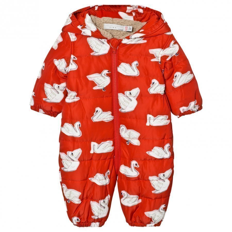 Stella Mccartney Kids Red Swan Print Cymbals Snowsuit Talvihaalari