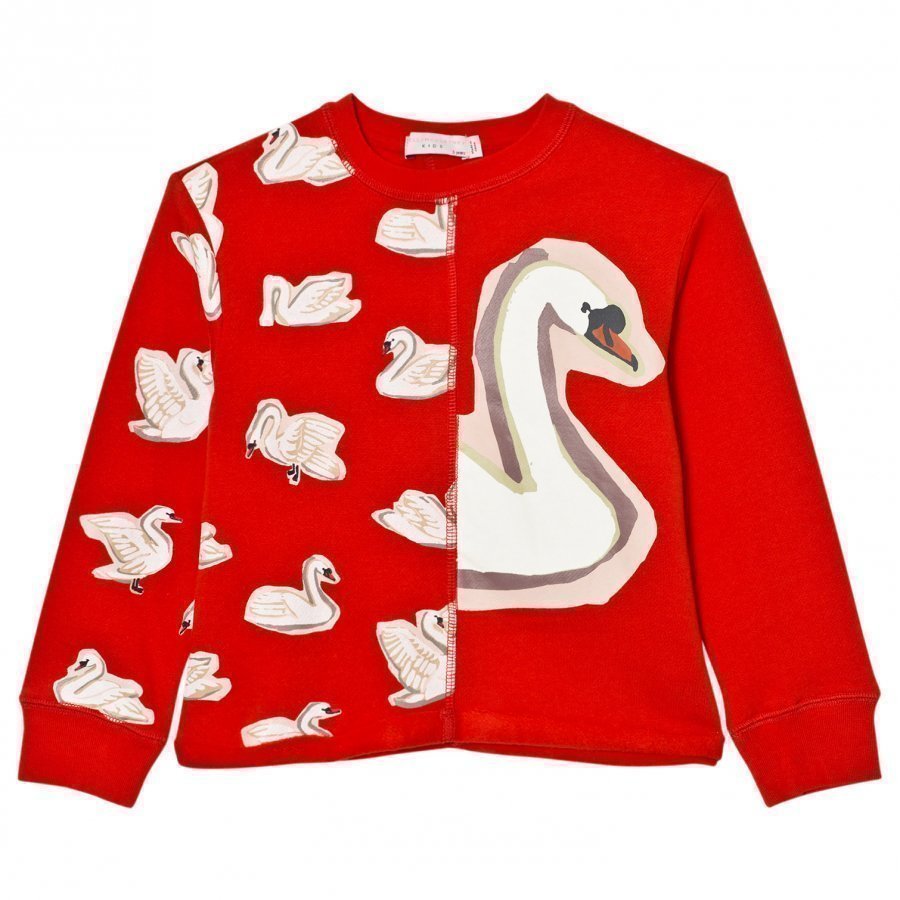 Stella Mccartney Kids Red Swan Print June Sweatshirt Oloasun Paita