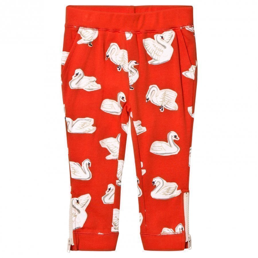 Stella Mccartney Kids Red Swans Print Track Pants Verryttelyhousut