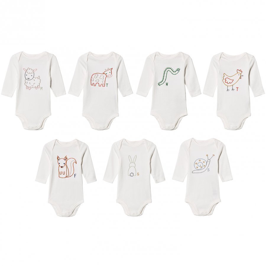 Stella Mccartney Kids Sammie Days Of The Week Baby Bodies Pack Of 7 Body