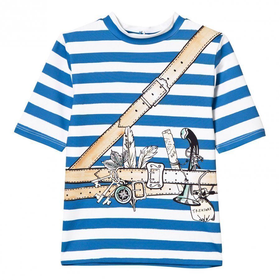 Stella Mccartney Kids Splash Swim Blue Pirate Print Tee T-Paita