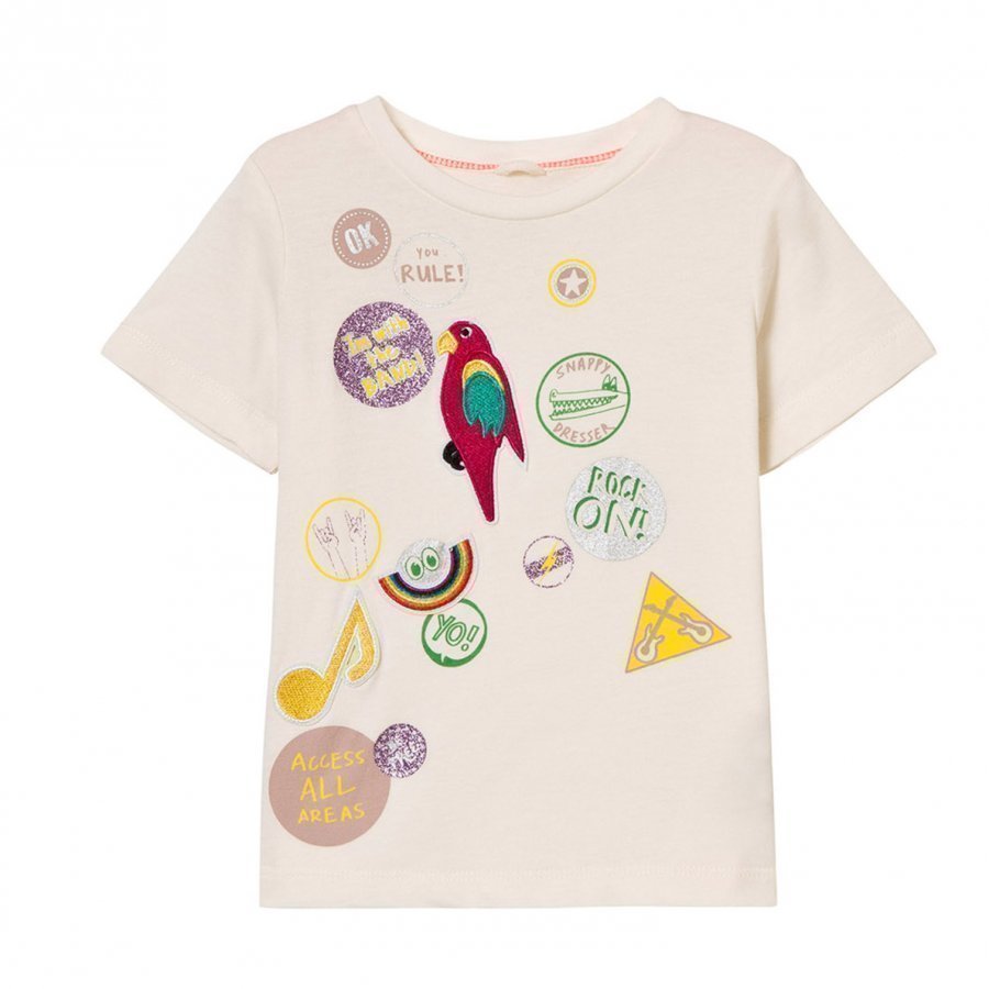 Stella Mccartney Kids White Badge Print Arlow Tee T-Paita