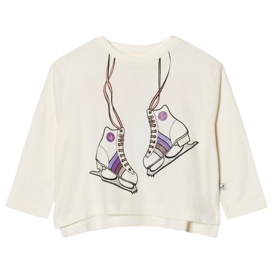 Stella Mccartney Kids White Skates Print Farah Tee T-Paita