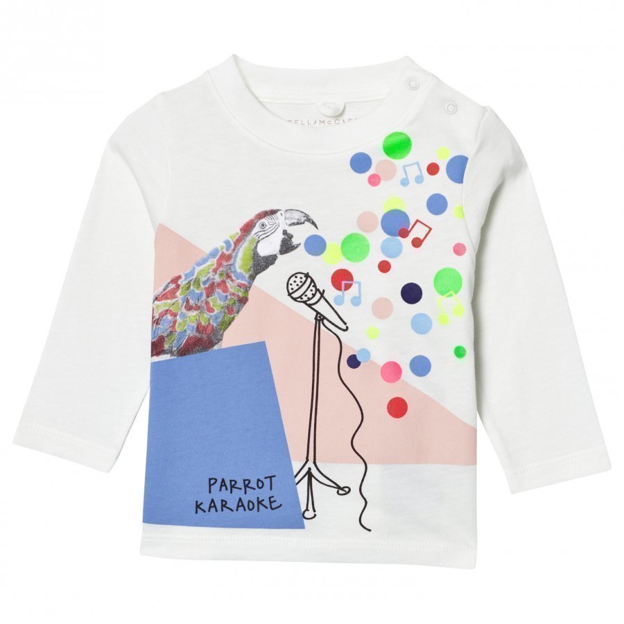 Stella Mccartney Kids White Tee Parrot Print T-Paita