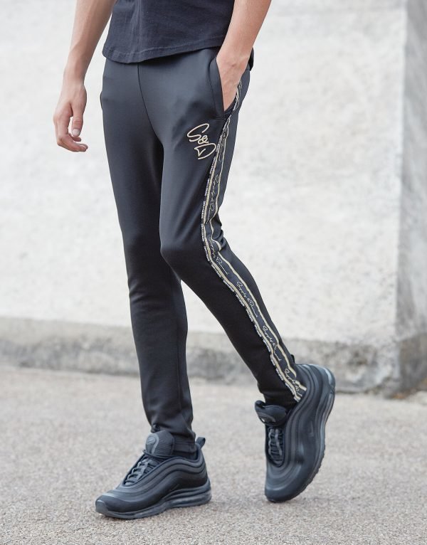 Supply & Demand Gold Embroidery Track Pants Musta