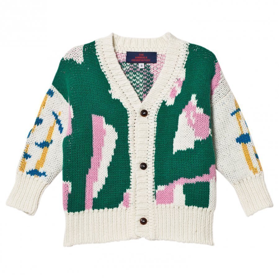 The Animals Observatory Peasant Kids Cardigan Green Grass Neuletakki