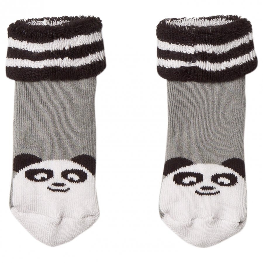 The Bonnie Mob Baby Bootie Panda Socks Grey Sukat