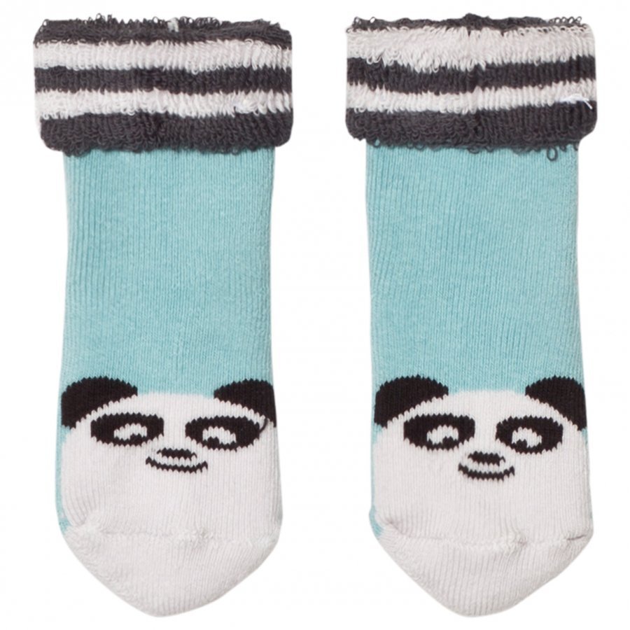 The Bonnie Mob Baby Bootie Panda Socks Pale Blue Sukat