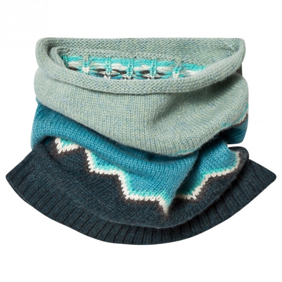 The Bonnie Mob Chunky Knitted Zig Zag Snood Blue Kietaisuhuivi