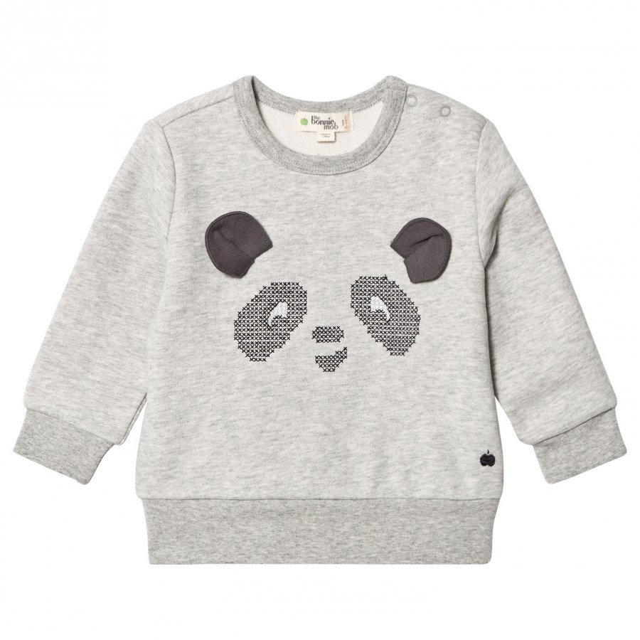 The Bonnie Mob Cross Stitch Panda Sweatshirt Grey Oloasun Paita