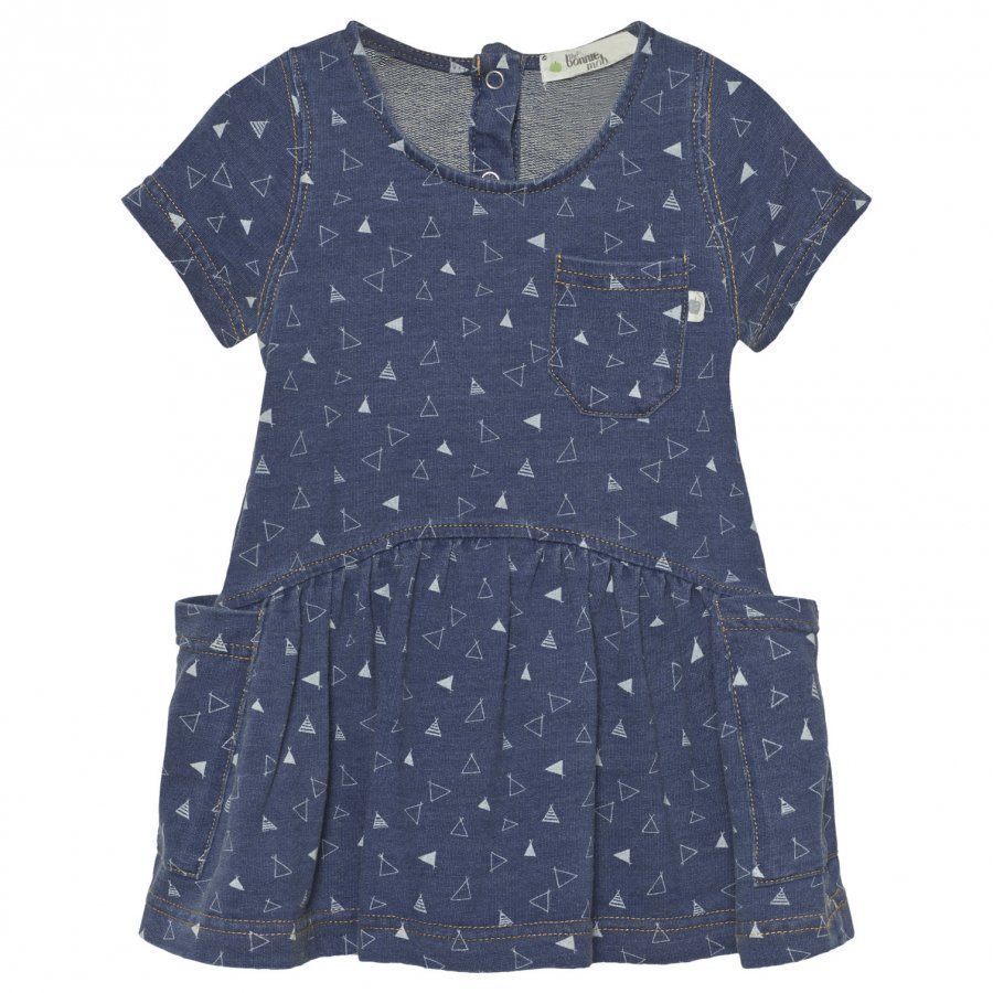 The Bonnie Mob Indigo Terry Dress With Pockets Denim Tee Pee Print Mekko