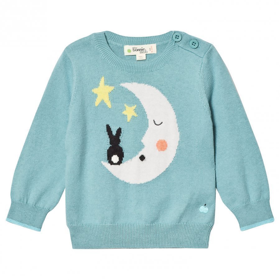 The Bonnie Mob Moon And Bunny Intarsia Sweater Pale Teal Oloasun Paita