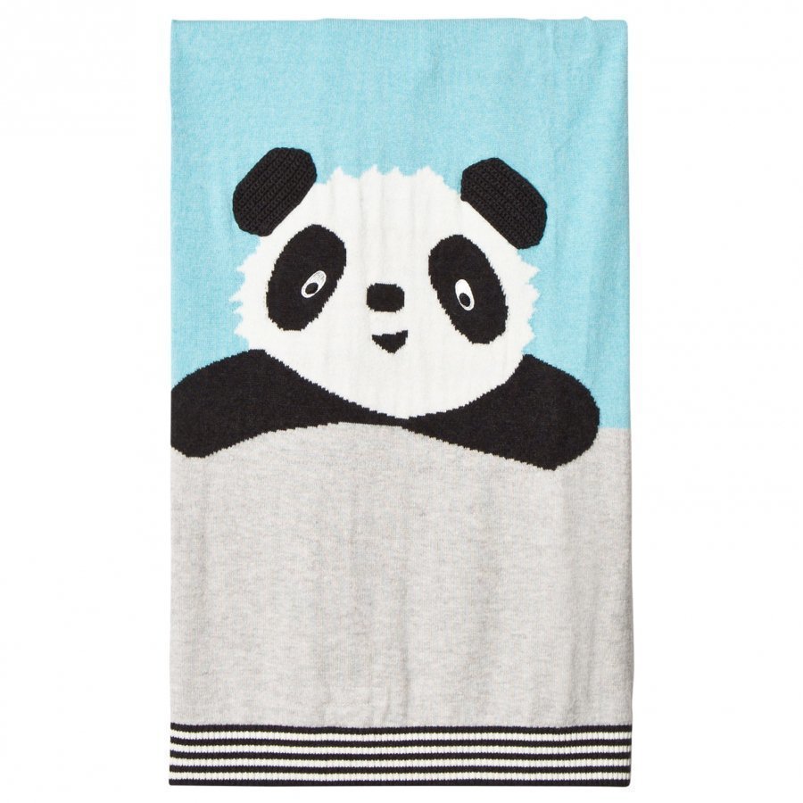 The Bonnie Mob Panda Intarsia Baby Blanket Pale Blue Huopa