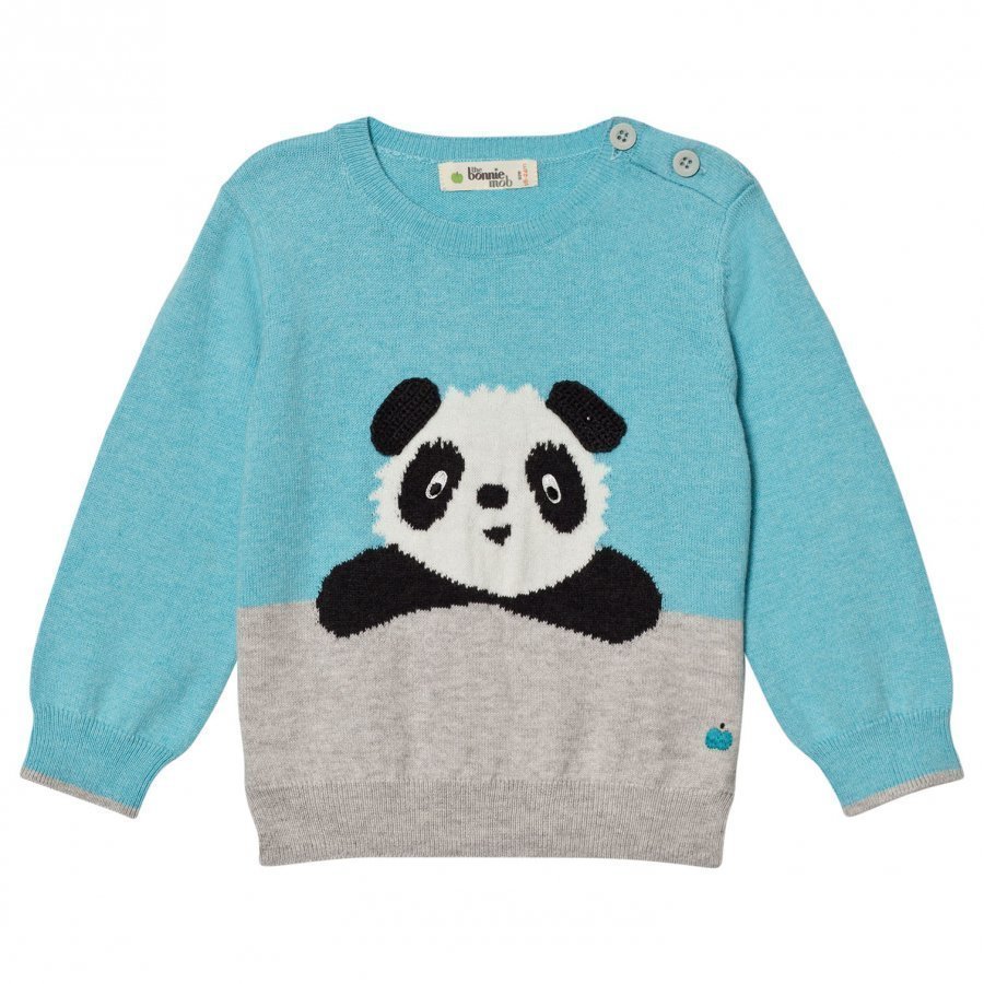 The Bonnie Mob Panda Intarsia Sweater Pale Blue Paita