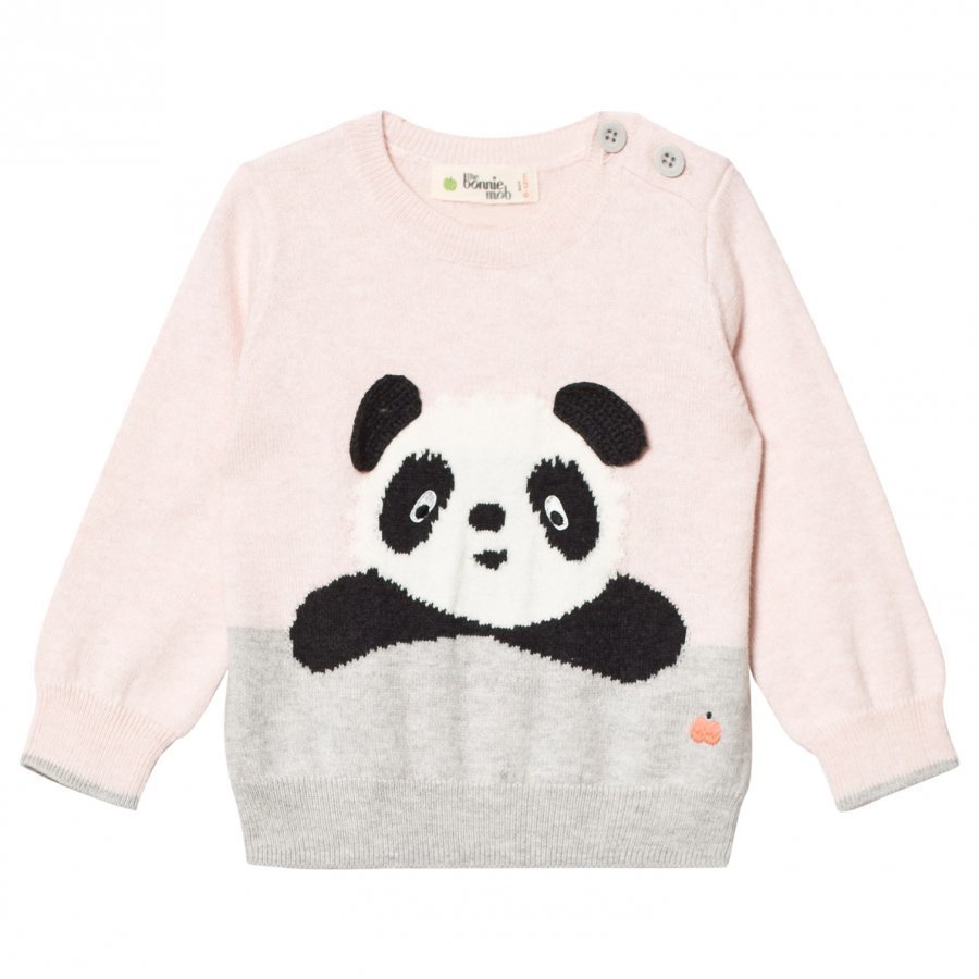 The Bonnie Mob Panda Intarsia Sweater Pale Pink Paita