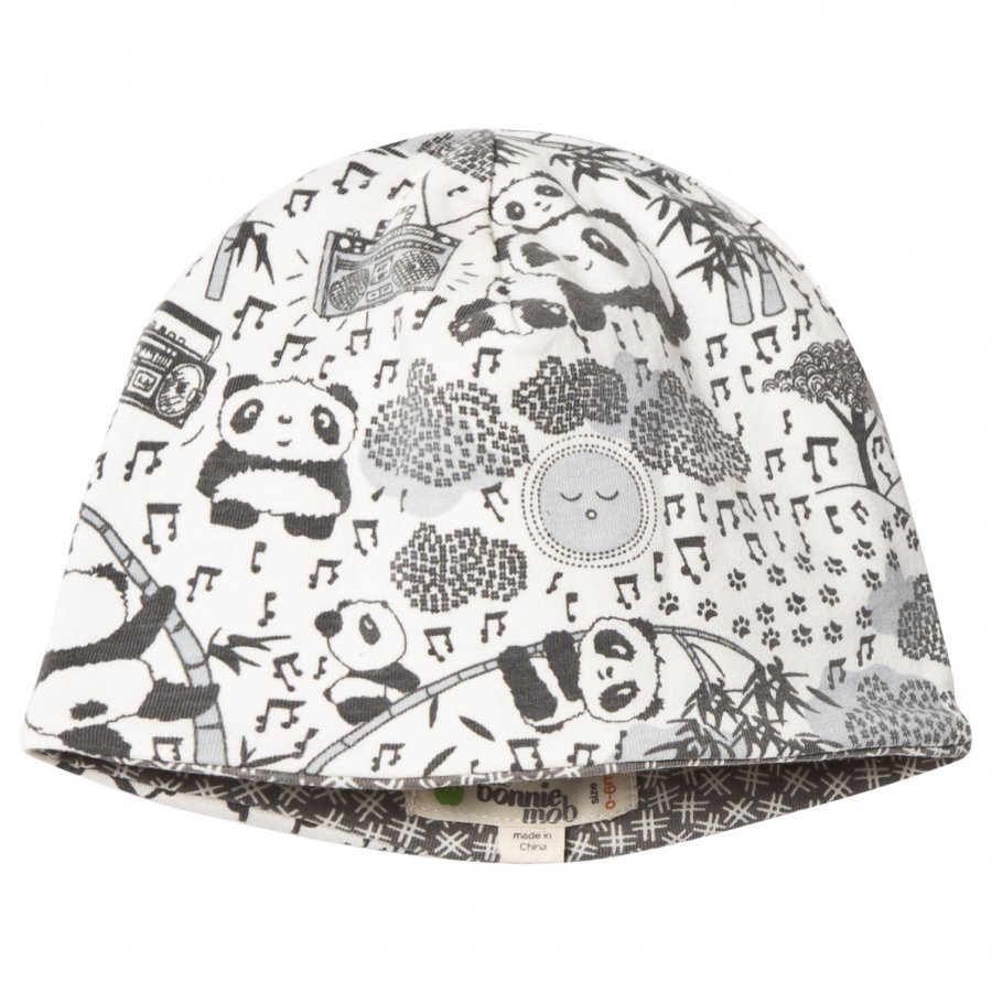 The Bonnie Mob Reversible Baby Beanie Panda Hat Grey Pipo