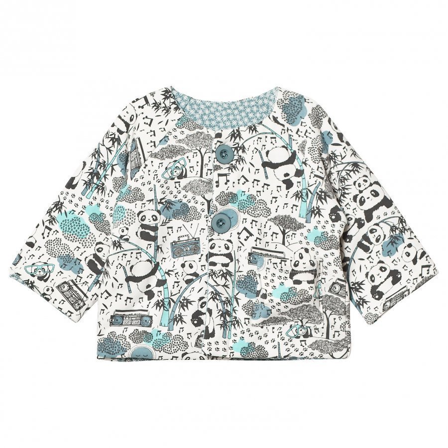 The Bonnie Mob Reversible Padded Baby Jacket Panda Print Blue Toppatakki