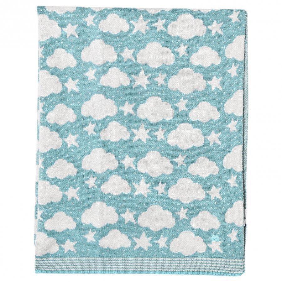 The Bonnie Mob Stars And Clouds Jacquard Baby Blanket Pale Teal Huopa