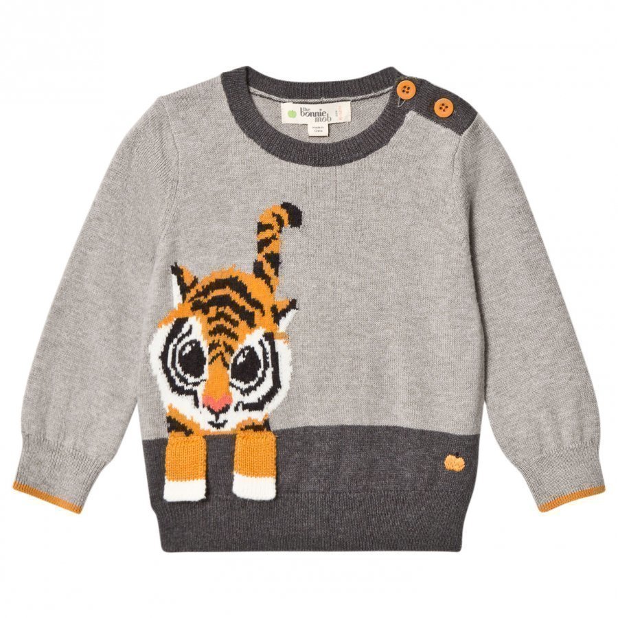 The Bonnie Mob Tiger Intarsia Sweater Grey Paita