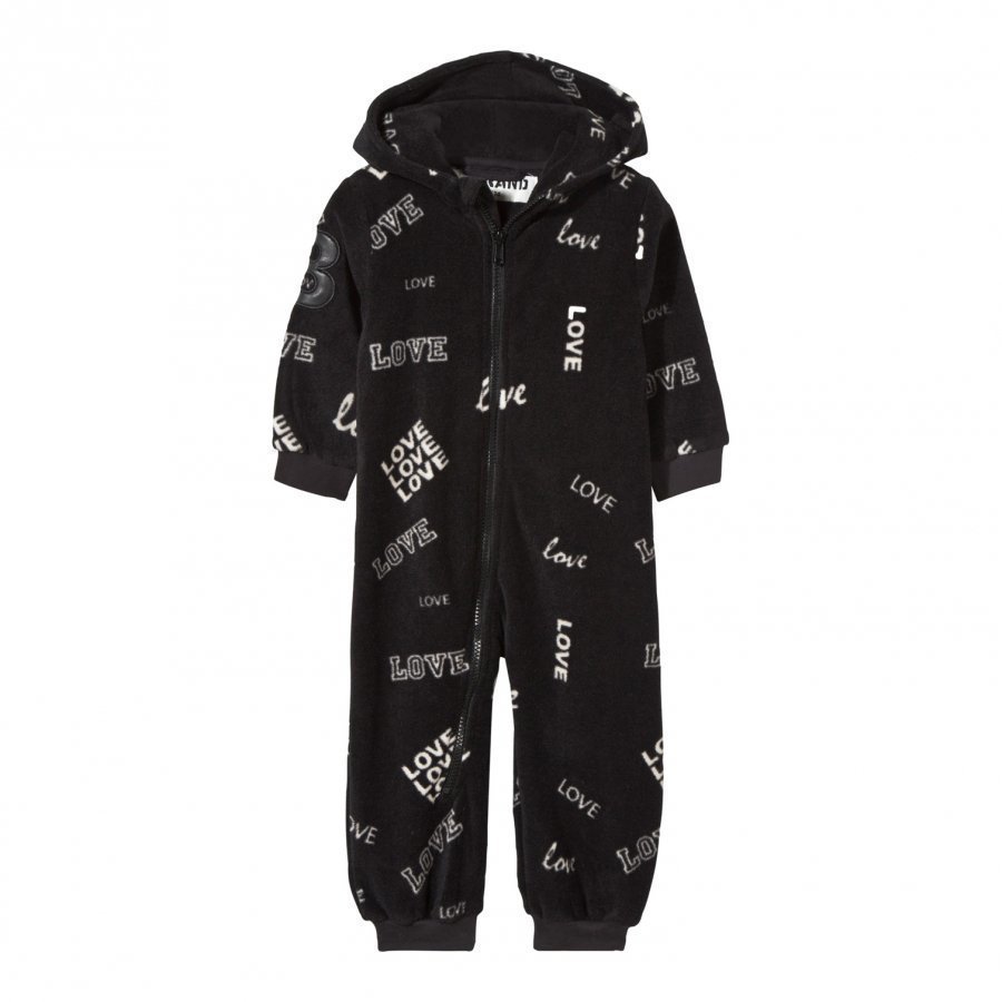 The Brand Fleece Onesie Black Love Fleece Haalarit