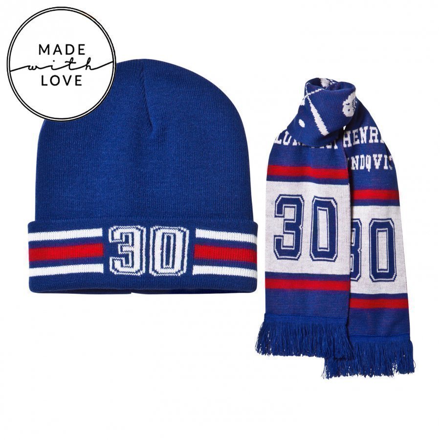 The Brand Make A Save Scarf & Beanie Set Red/Blue Pipo