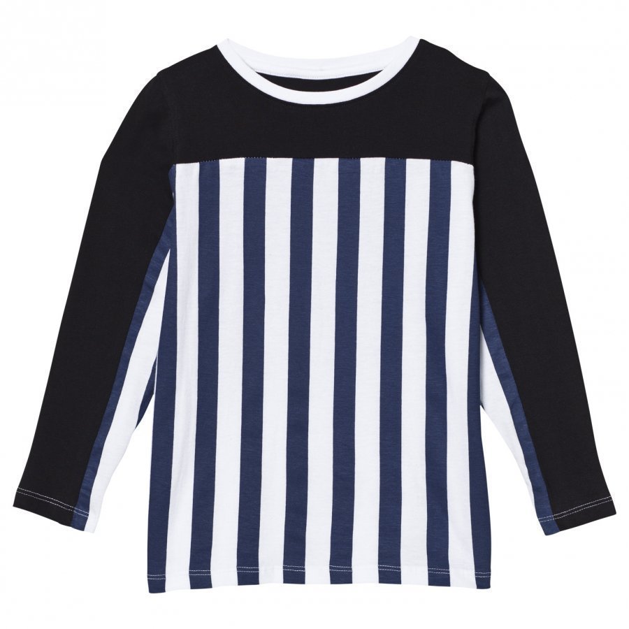 The Brand Stripe Ls Tee Blue/Stripe Black Pitkähihainen T-Paita
