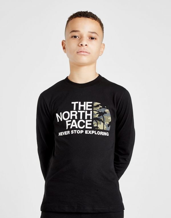 The North Face Long Sleeve Camo T-Paita Musta