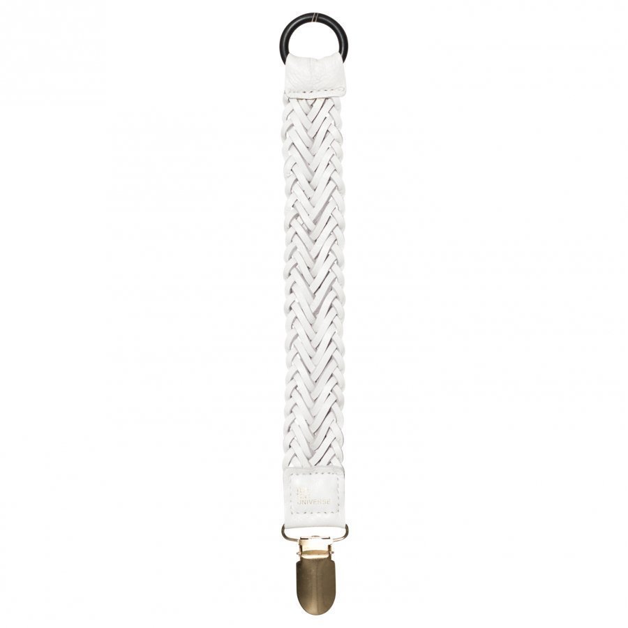 The Tiny Universe Pacifier Clip Braided White Leather Tutti