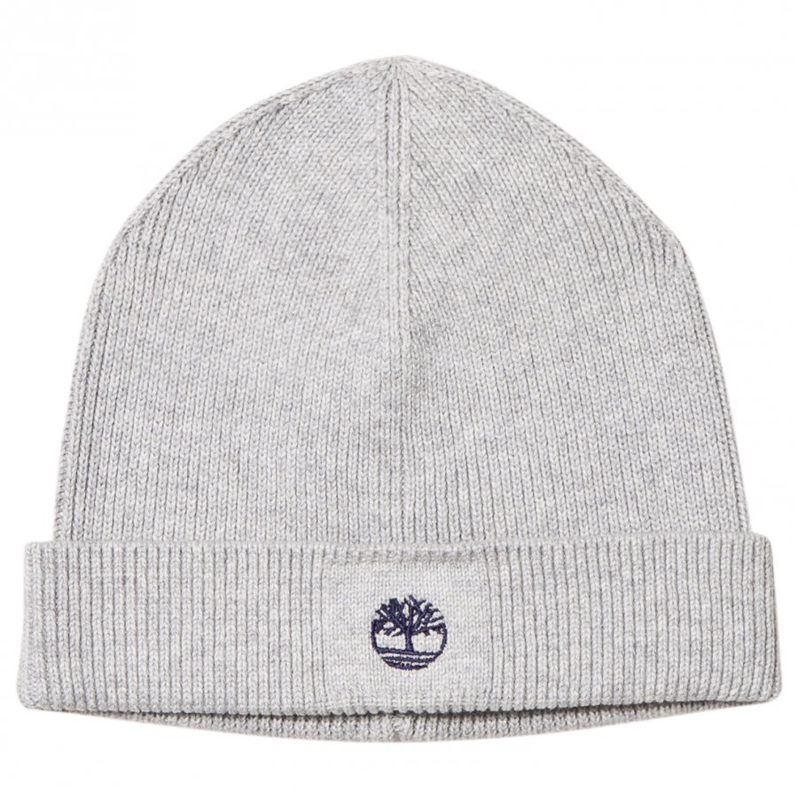 Timberland Grey Knit Branded Beanie Pipo