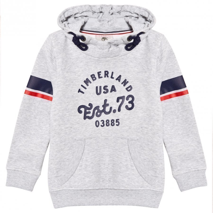 Timberland Grey Marl Branded Print Hoodie Huppari